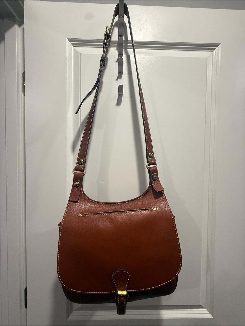 Patricia Nash Saddle Brown Leather Crossbody Bag